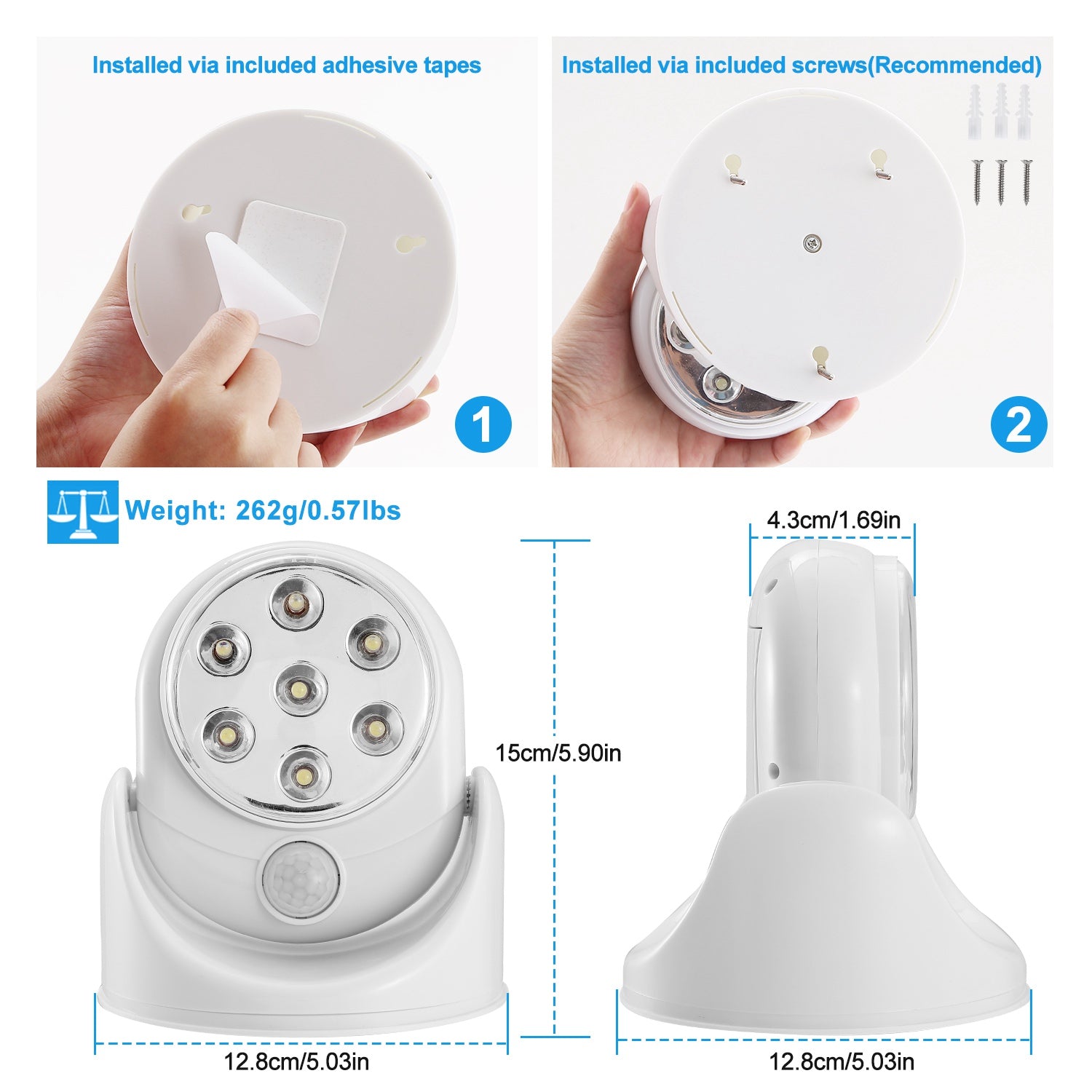 Wireless Motion Sensor LED Night Light – 360° Adjustable