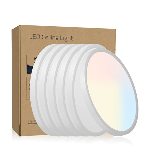 6-Pack 12” LED Flush Mount Ceiling Lights – 5 CCT Selectable, Dimmable