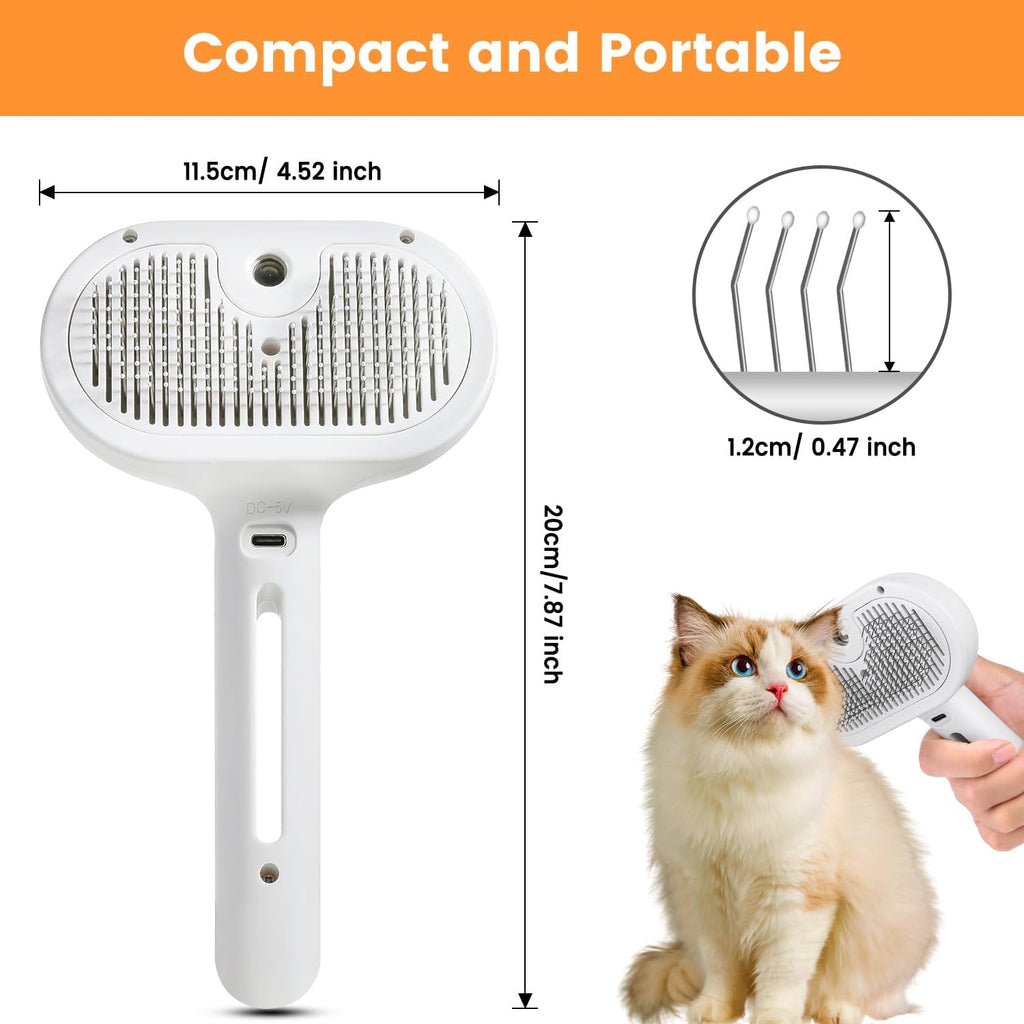 3-in-1 Self-Cleaning Pet Grooming Brush with Mist Spray
