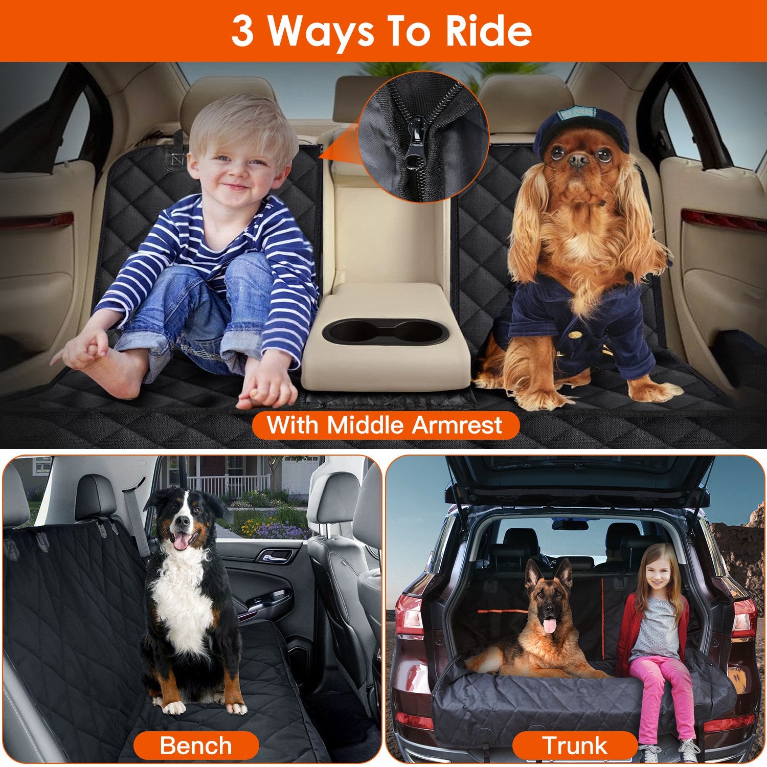 Waterproof Dog Car Seat Cover for Back Seat