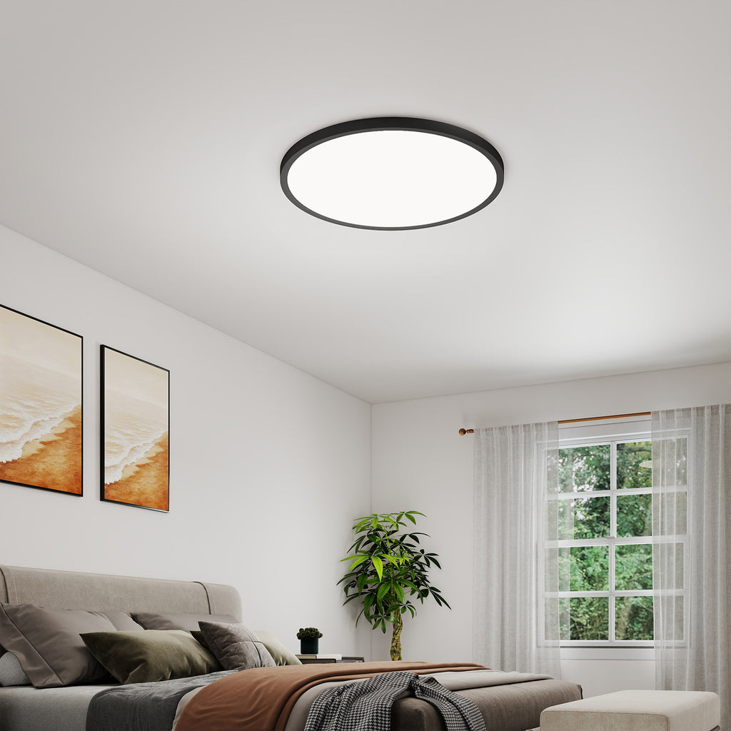4-Pack 16” Black Flush Mount LED Ceiling Lights | Dimmable 5 CCT