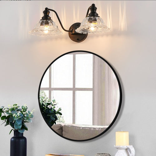 2-Light Bathroom Vanity Wall Light – Black & Glass
