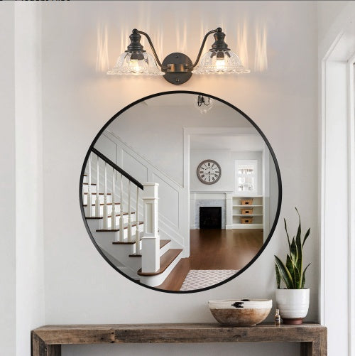 2-Light Bathroom Vanity Wall Light – Black & Glass