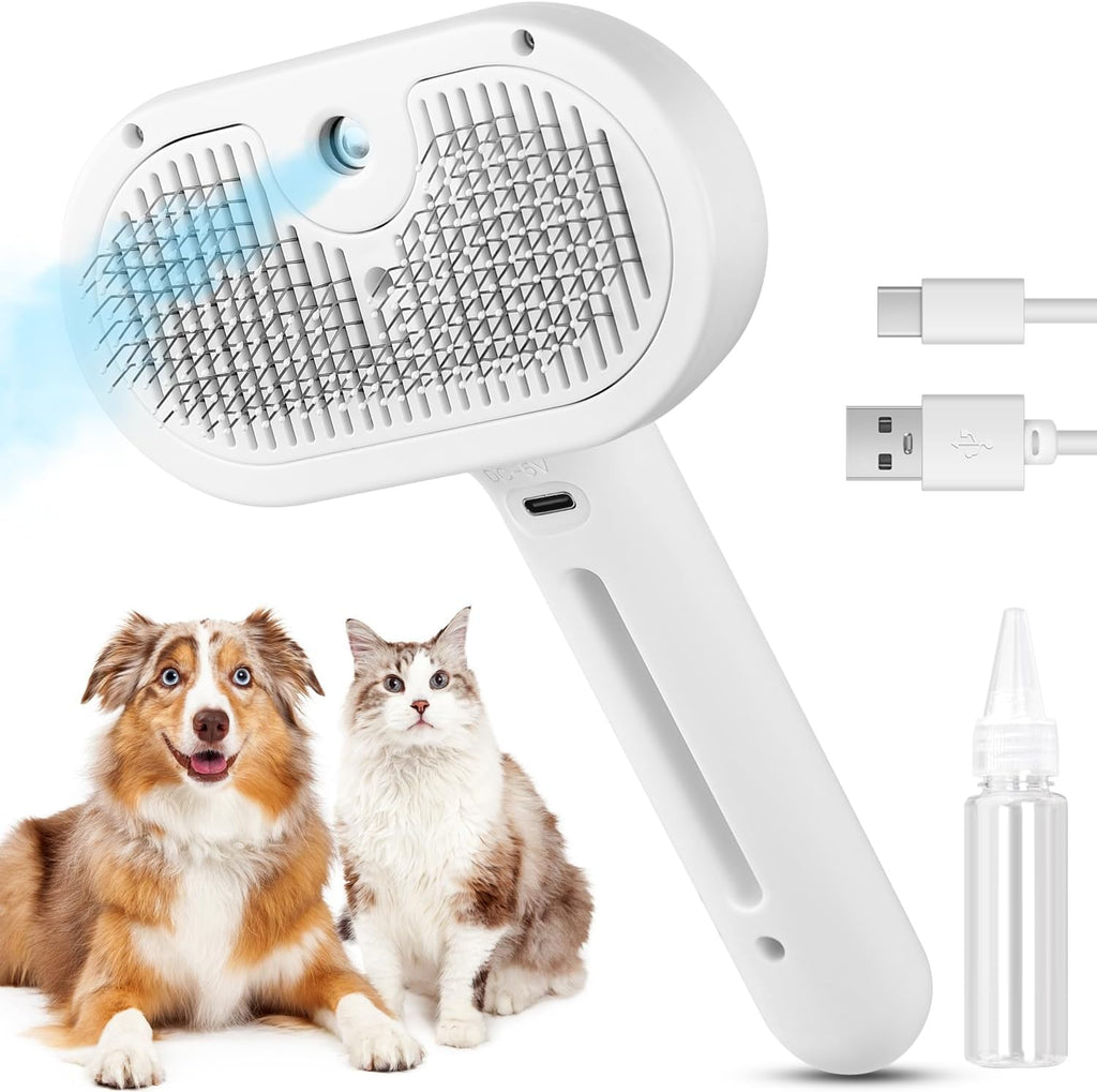 3-in-1 Self-Cleaning Pet Grooming Brush with Mist Spray