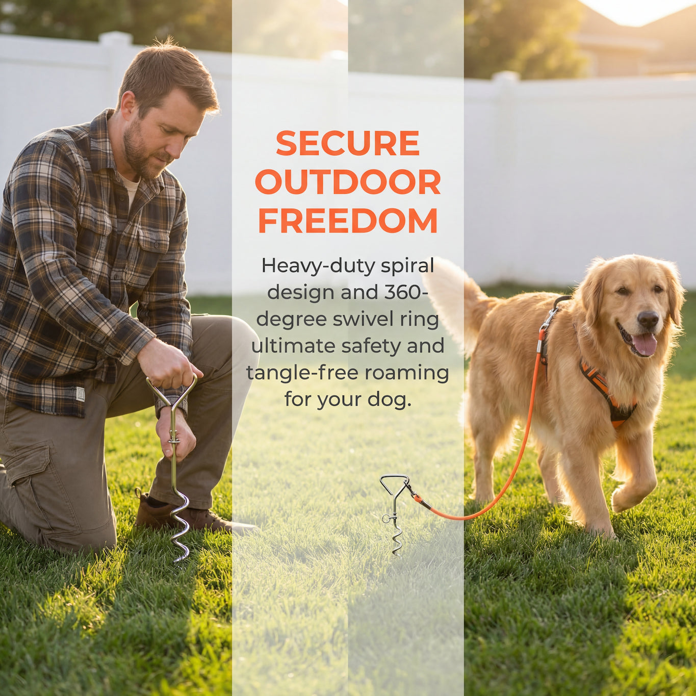 Outdoor Dog Tie-Out Leash with Ground Stake