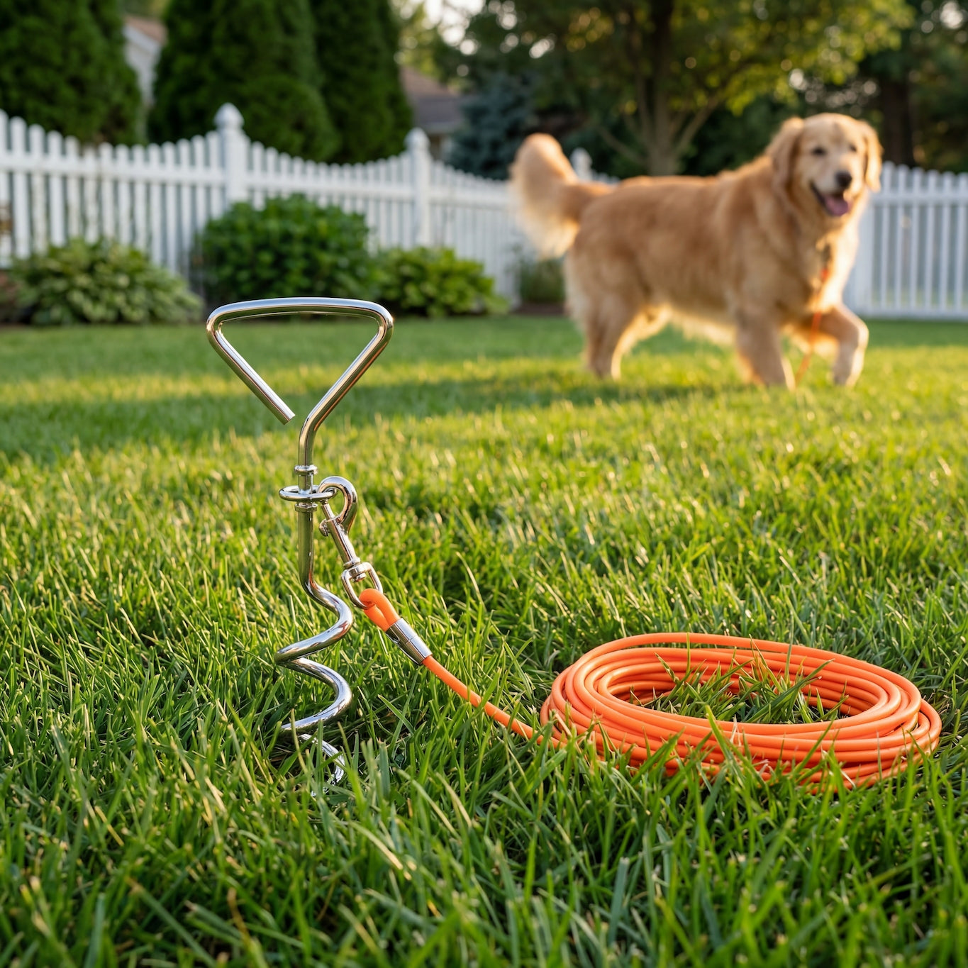 Outdoor Dog Tie-Out Leash with Ground Stake