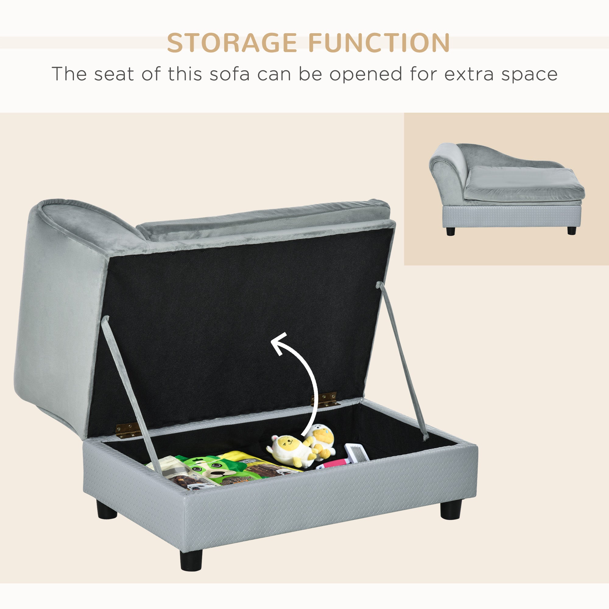Pet Sofa Bed with Hidden Storage