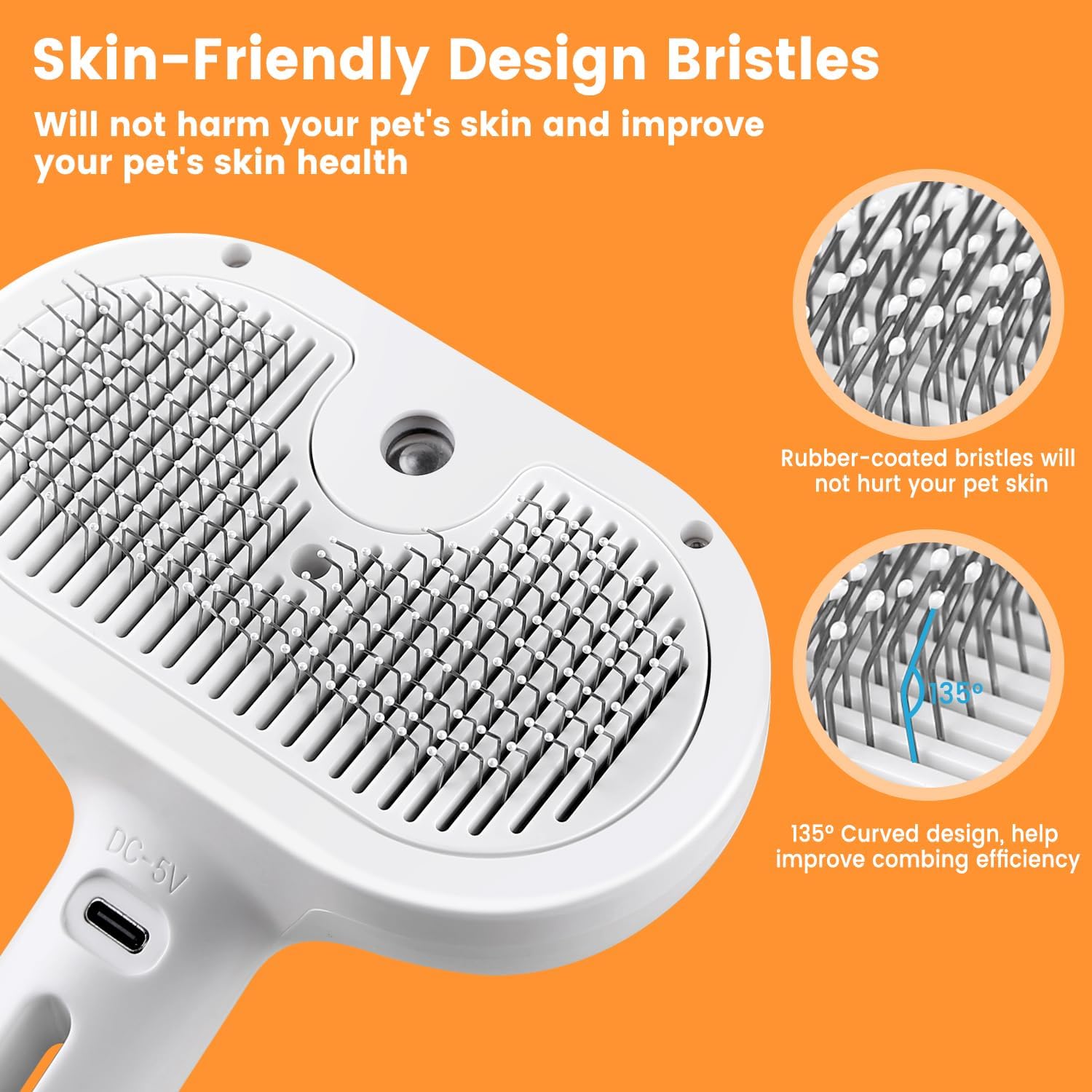 3-in-1 Self-Cleaning Pet Grooming Brush with Mist Spray
