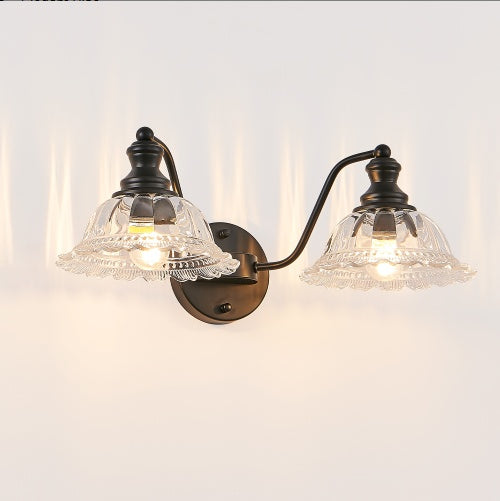 2-Light Bathroom Vanity Wall Light – Black & Glass