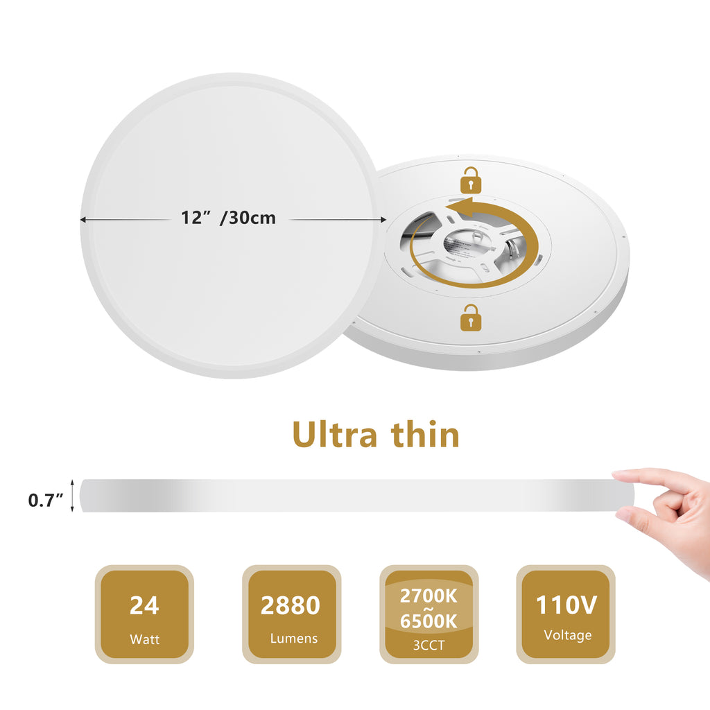 6-Pack 12” LED Flush Mount Ceiling Lights – 5 CCT Selectable, Dimmable
