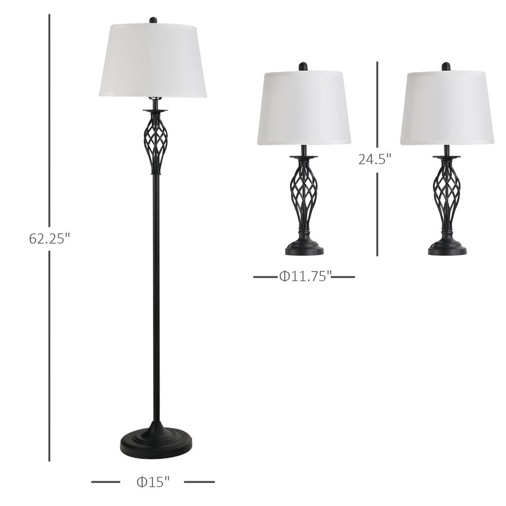 Modern 3-Piece Floor and Table Lamp Set