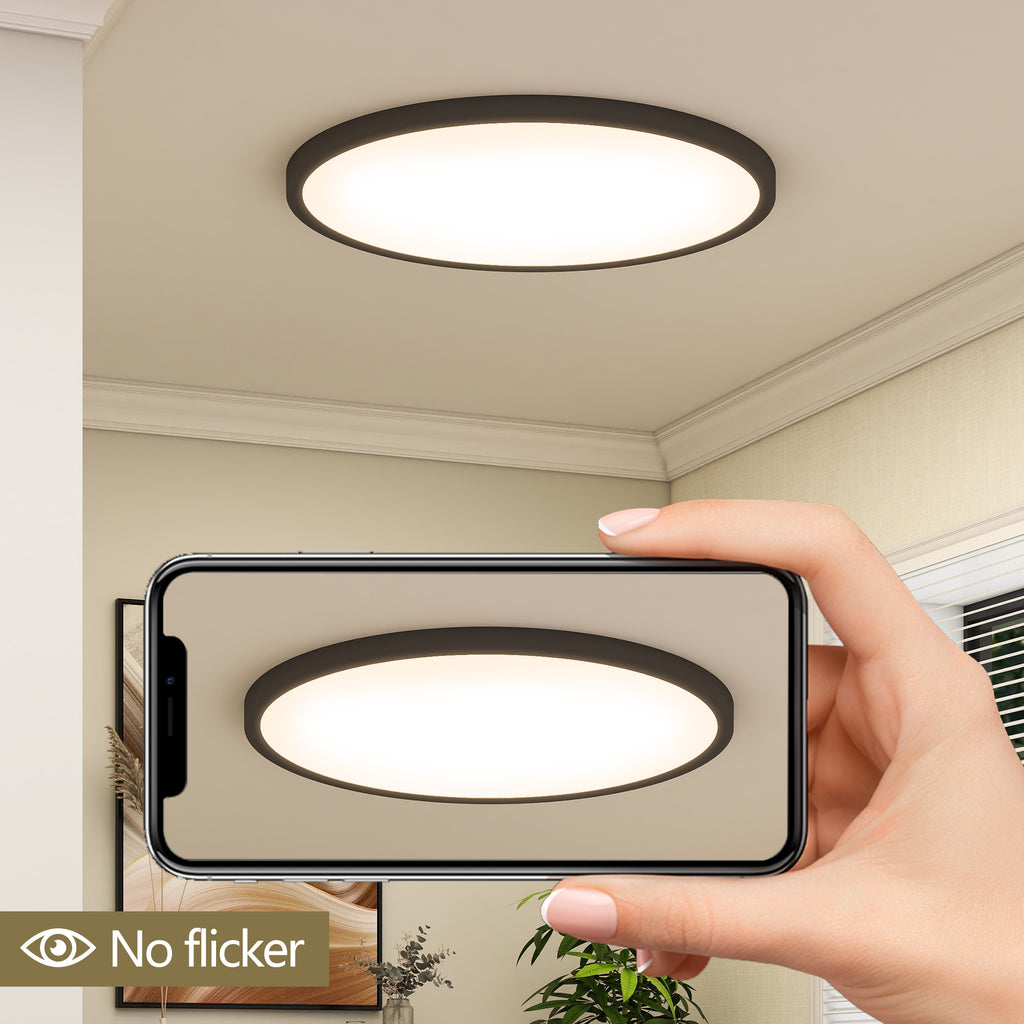4-Pack 16” Black Flush Mount LED Ceiling Lights | Dimmable 5 CCT