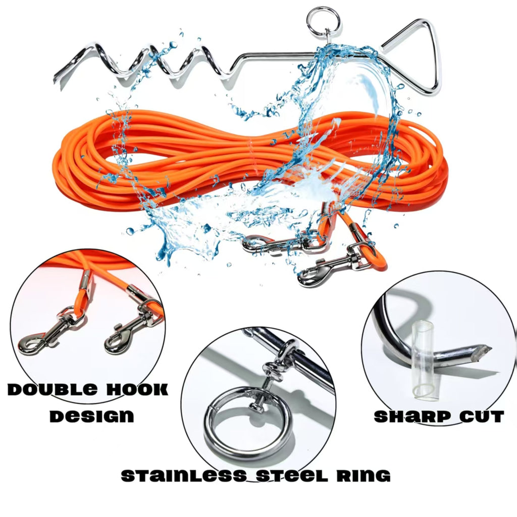 Outdoor Dog Tie-Out Leash with Ground Stake