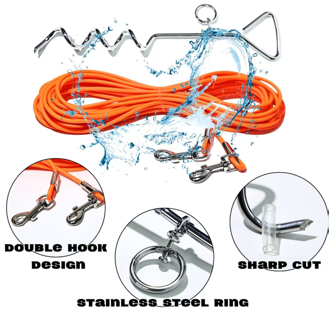 Outdoor Dog Tie-Out Leash with Ground Stake