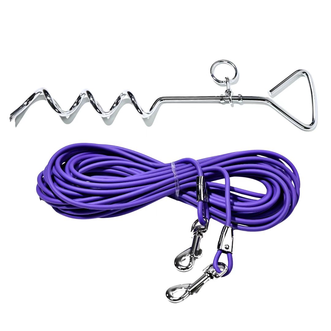 Outdoor Dog Tie-Out Leash with Ground Stake