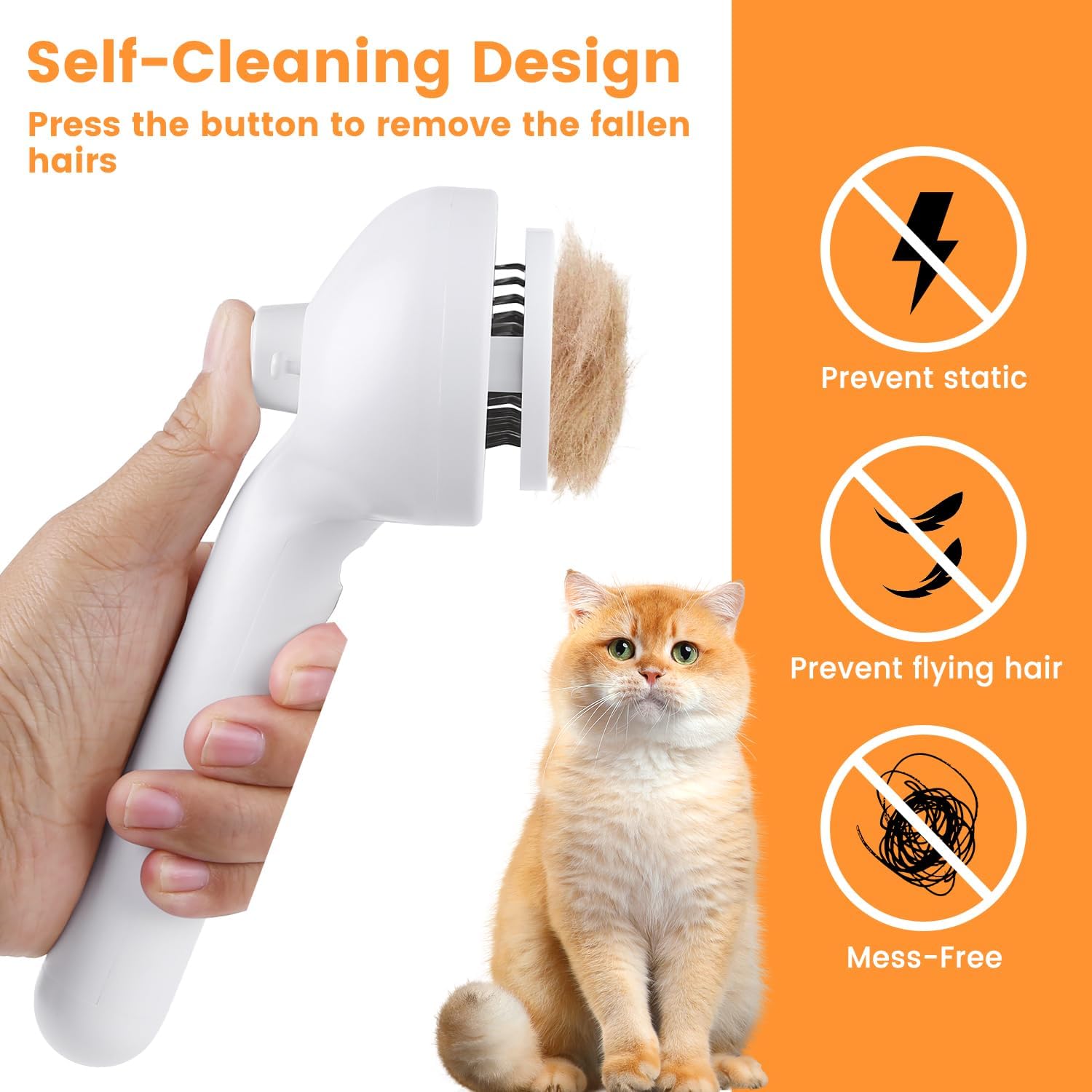 3-in-1 Self-Cleaning Pet Grooming Brush with Mist Spray