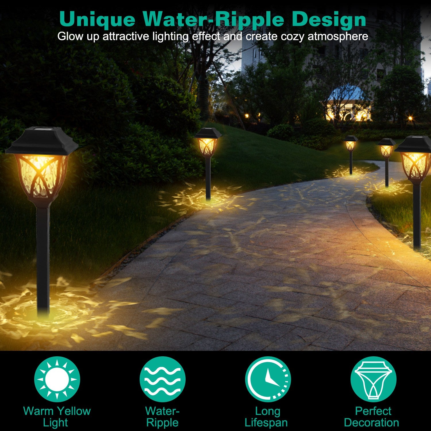 Solar Garden Stake Lights – Warm Outdoor Pathway Lighting