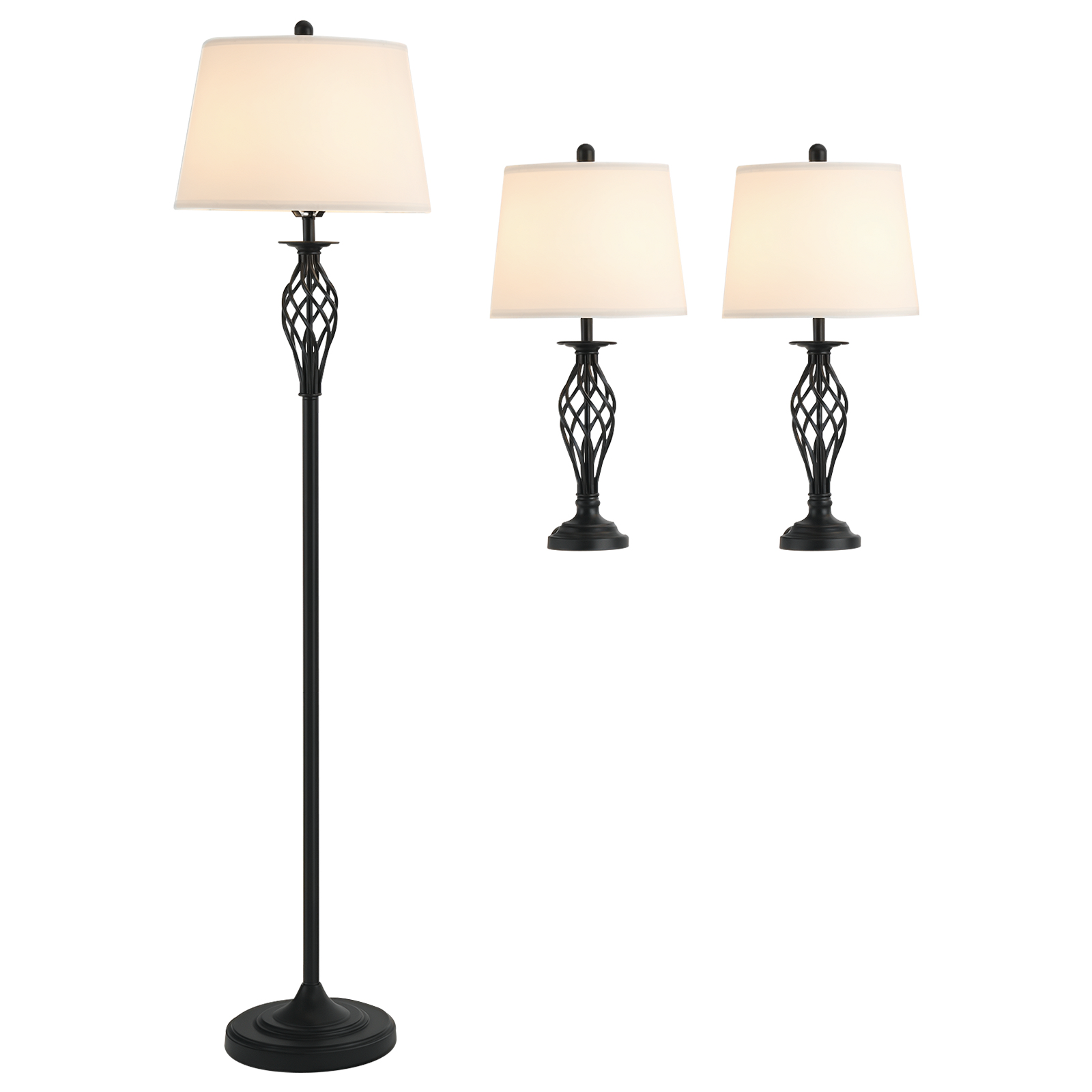 Modern 3-Piece Floor and Table Lamp Set