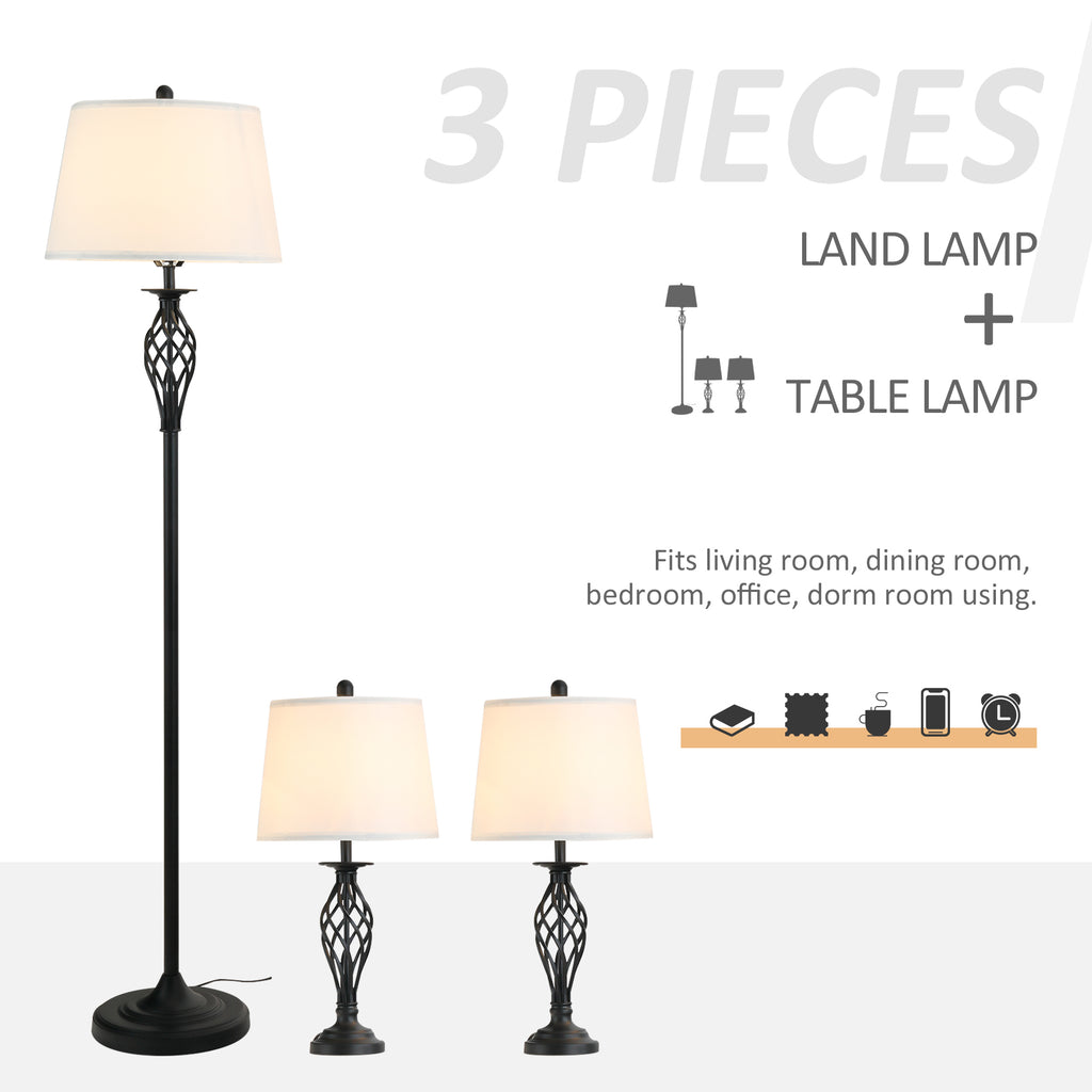 Modern 3-Piece Floor and Table Lamp Set